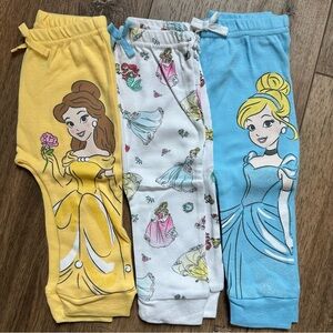 NEW! Disney Princess Pants BUNDLE, Baby, Belle, Cinderella, 6-9m